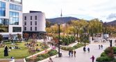 aerial shot of The Australian National University's Acton campus.