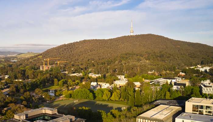 Image: Aerial shot of The Australian National University, Acton campus. Photo by ANU.